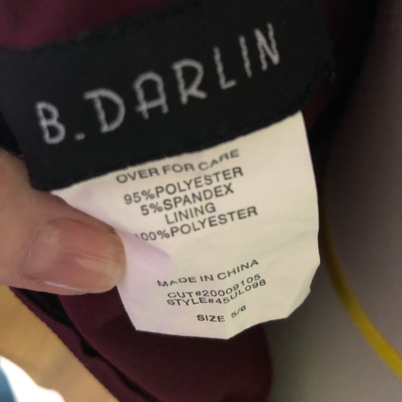 Juniors B Darlin Burgundy Semi-formal Dress - Picture 6 of 7